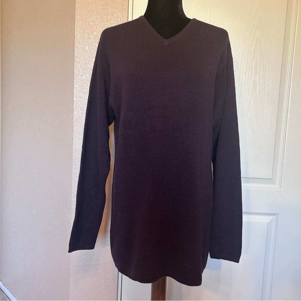 NWT Geoffrey Beene Easy Pieces Dark Purple V Neckline Sweater Size Medium‎